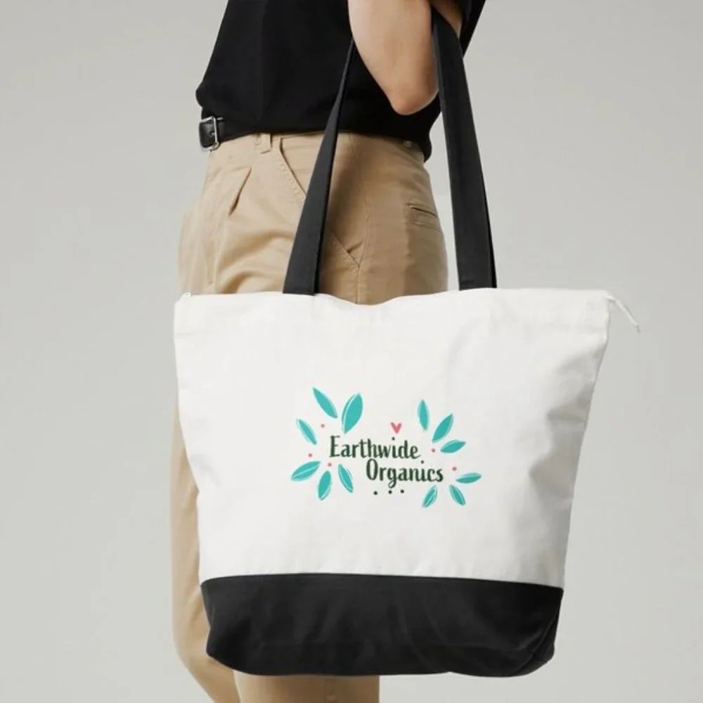 🌴NEW!Large Zip Cotton Tote Bag  "CaliforniaLover" my Art print. - Picture 2 of 6